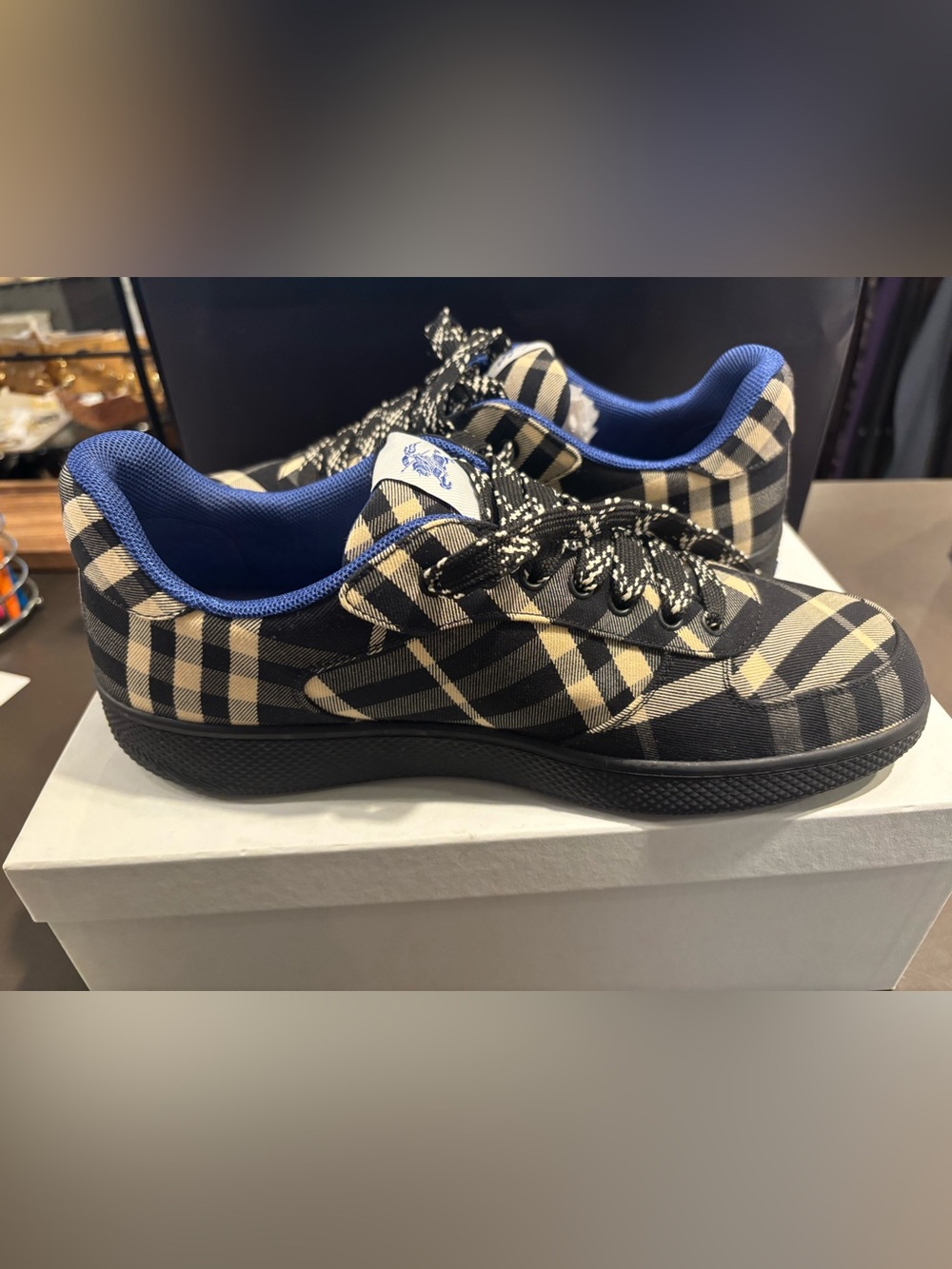 Burberry Low Top Sneaker — Black Plaid - Picture 4 of 5